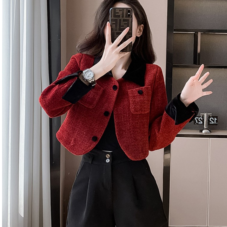 HOT SALE🥰 แฟชั่น ออกงาน เสื้อทวิต cuaaaaa  เรียบหรู คาร์ดิแกน งานตรงปก ครอป blazer พร้อมส่ง