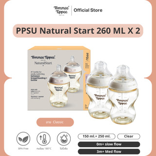 Tommee Tippee ขวดนม PPSU 260ml (แพ็ก 2) ขวดสีชา ทนความร้อนสูง พร้อมจุกเสมือนแม่ Size M รูปที่ 2