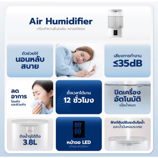 Alectric Air Humidifier เครื่องทำความชื้นอัจฉริยะ หน้าจอดิจิตอล 3.8L รุ่น AH1 - รับประกัน 3 ปี