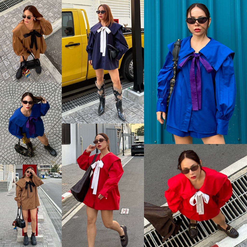 Bright by Aruna :เชิ้ตปกกะลาสีBright Sailor Collar Shirtอก44“/อก50”(20สี)