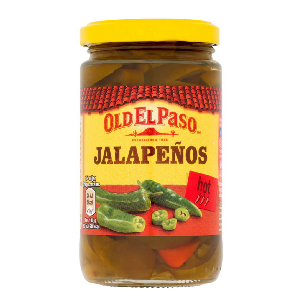 Old El Paso Sliced Green Jalapenos 215g. จาลาปิโน่เผ็ด