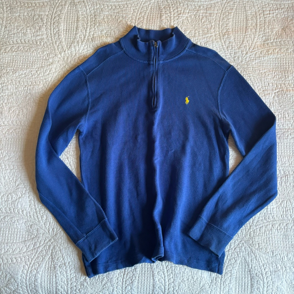 polo ralph lauren vintage cobalt blue  quarter zip sweater