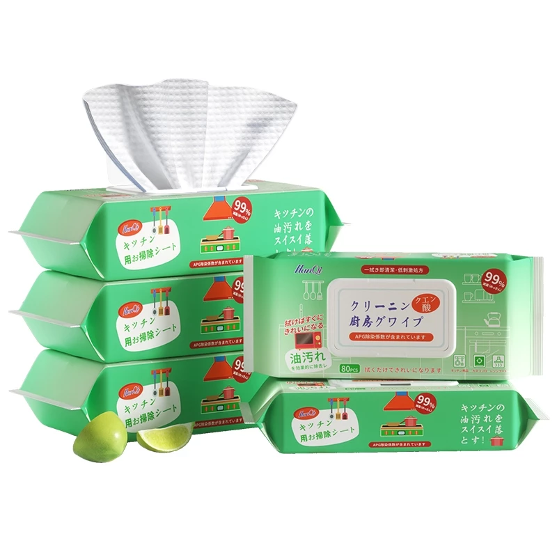 (ซื้อ 3 แถม 2 รวม 400 แผ่น) แผ่นทำความสะอาดครัว ทิชชู่เปียกทำความสะอาด ขจัดคราบน้ำมัน 99% ล้างคราบง่าย thumbnail 10