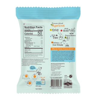 Wel-B Freeze-dried Apricot 14g. (แอปริคอตกรอบ 14g.) (แพ็ค 6 ซอง) - ขนมเพื่อสุขภาพ ผลไม้กรอบ ฟรีซดราย