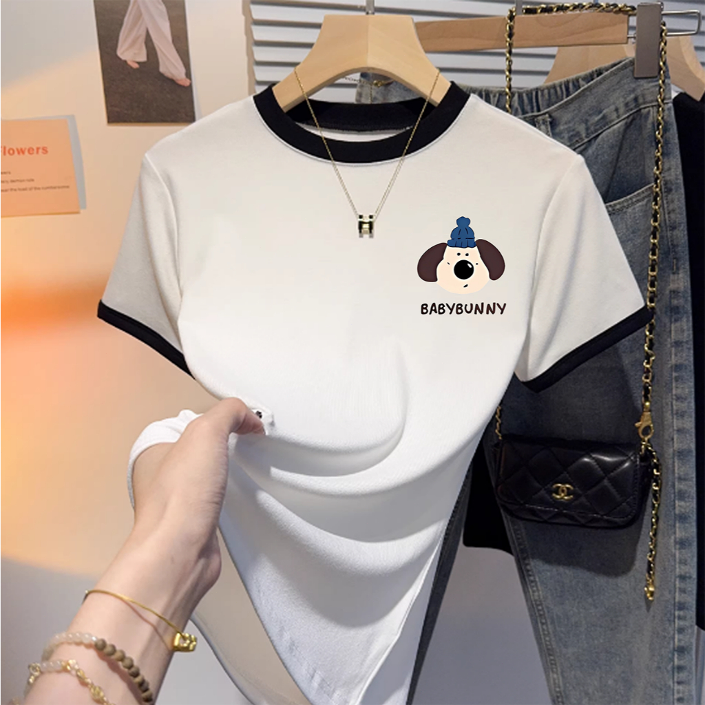 ✨【จัดส่งภายใน 24 ชั่วโมง】ลายการ์ตูน เสื้อยืดผู้หญิง เสื้อยืดแขนสั้นคอกลม oversize แฟชั่นเกาหลี ใส่สบาย - รูปที่ 3