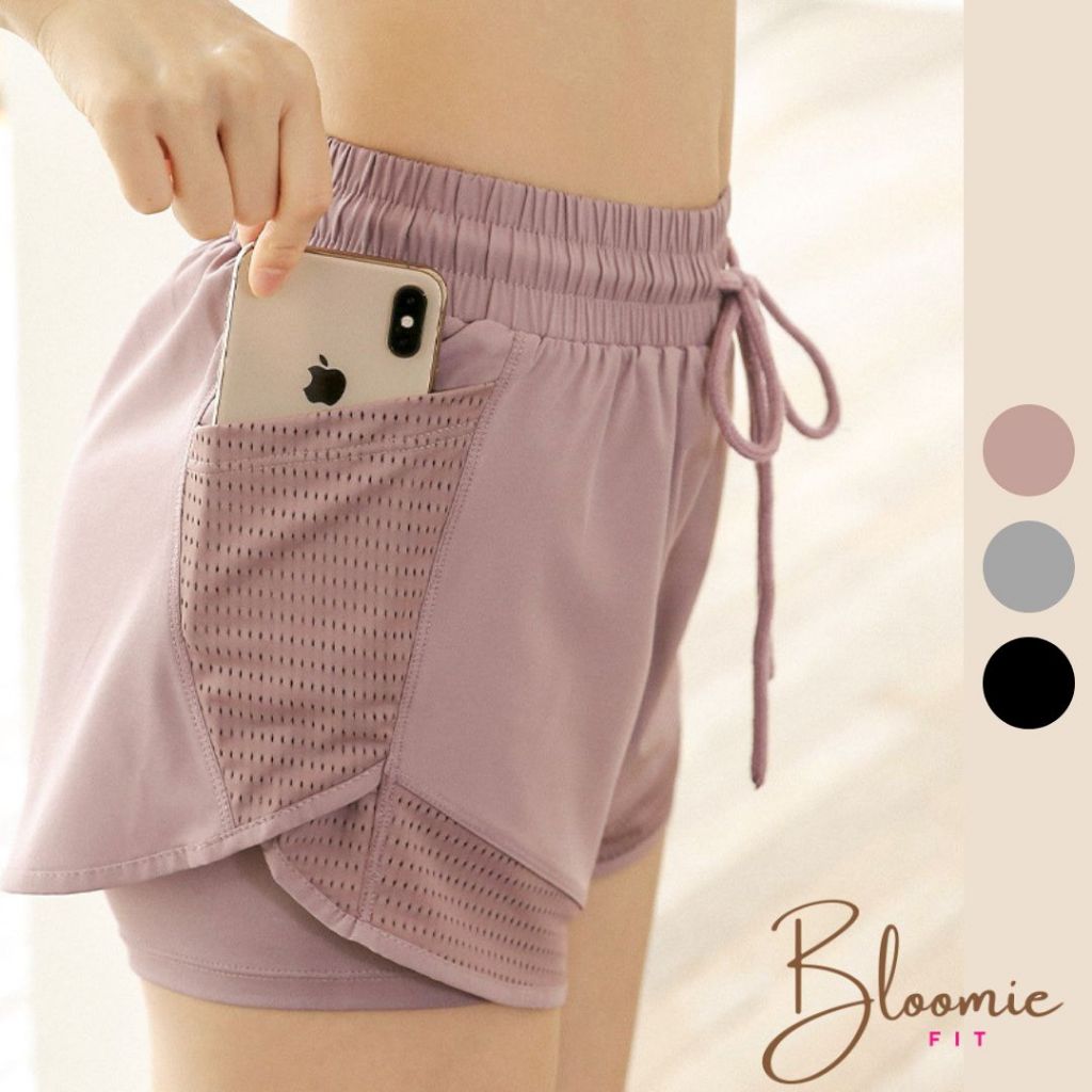 *ส่งด่วน*กางเกงวิ่งผู้หญิง ขาสั้น มีซับในกันโป๊ ใส่สบาย เอวยืดหยุ่นแต่กระชับ มีกระเป๋าข้างใส่ของ