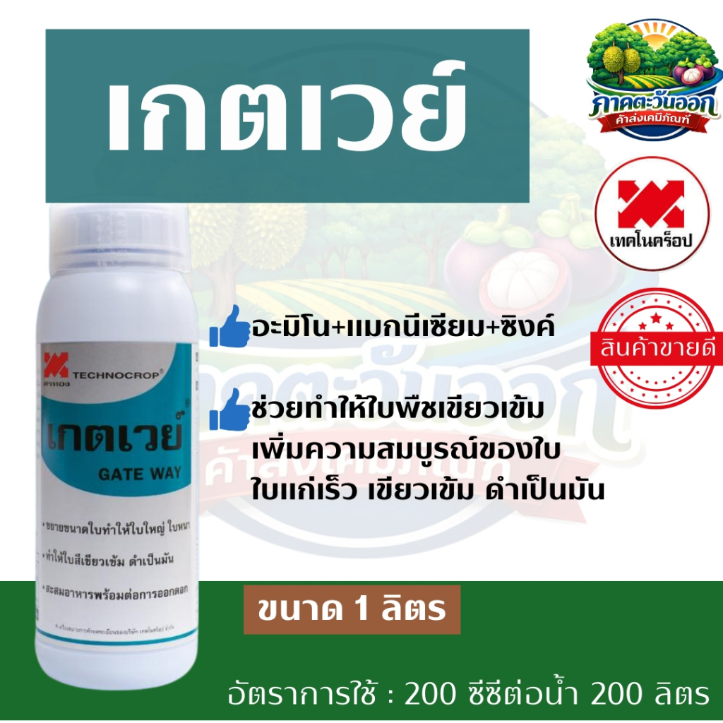เกตเวย์ เทคโนคร็อป (ขนาด 5 ลิตร) อะมิโน+แมกนีเซียม+ซิงค์ ช่วยให้ใบเขียวเข้ม ดำเป็นมัน ใบสมบูรณ์ ใบแก่เร็ว