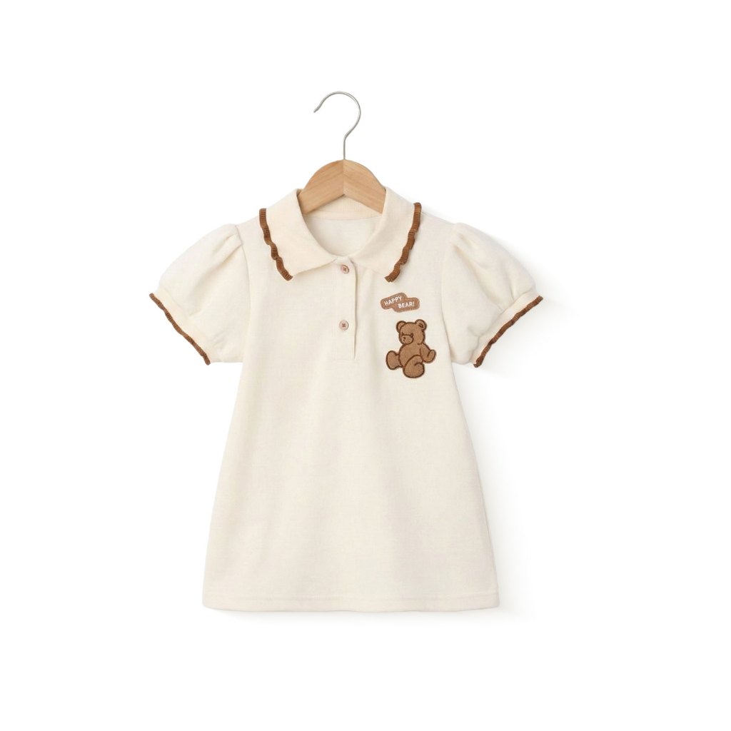 【พร้อมส่ง】ชุดเดรสโปโล ลายหมี แฟชั่นฤดูร้อน สไตล์เกาหลี สําหรับเด็กผู้หญิง