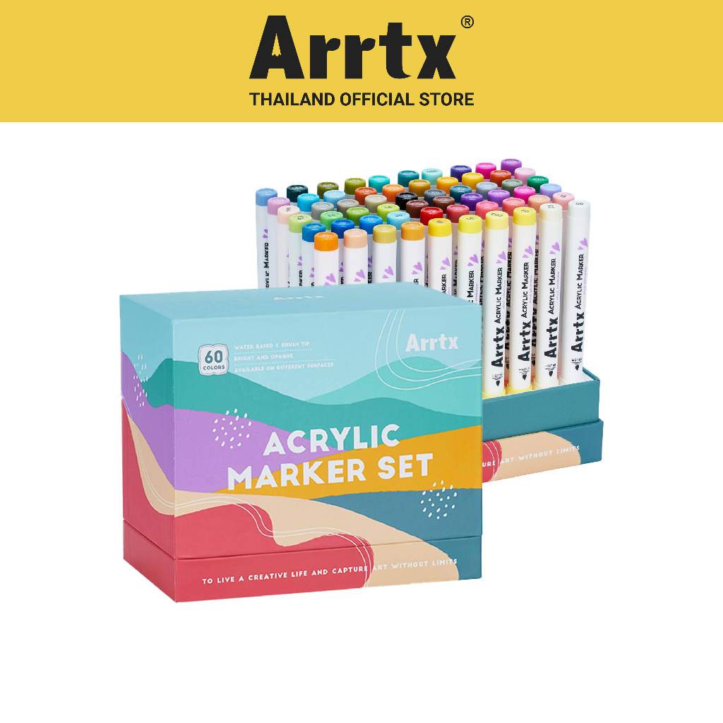 FOLIO ART : Arrtx ปากกาอะคริลิคมาร์คเกอร์ 60 สี Landscape colors set (Brush Tip) รหัส 94053