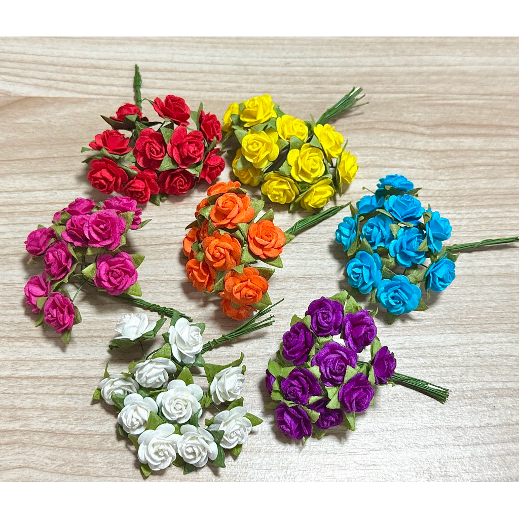 มินิโรส ไซน์S ตกแต่งงานมาลัย/งานฝีมือ ขนาด 1.5 ซม. สีล้วน/คละสี