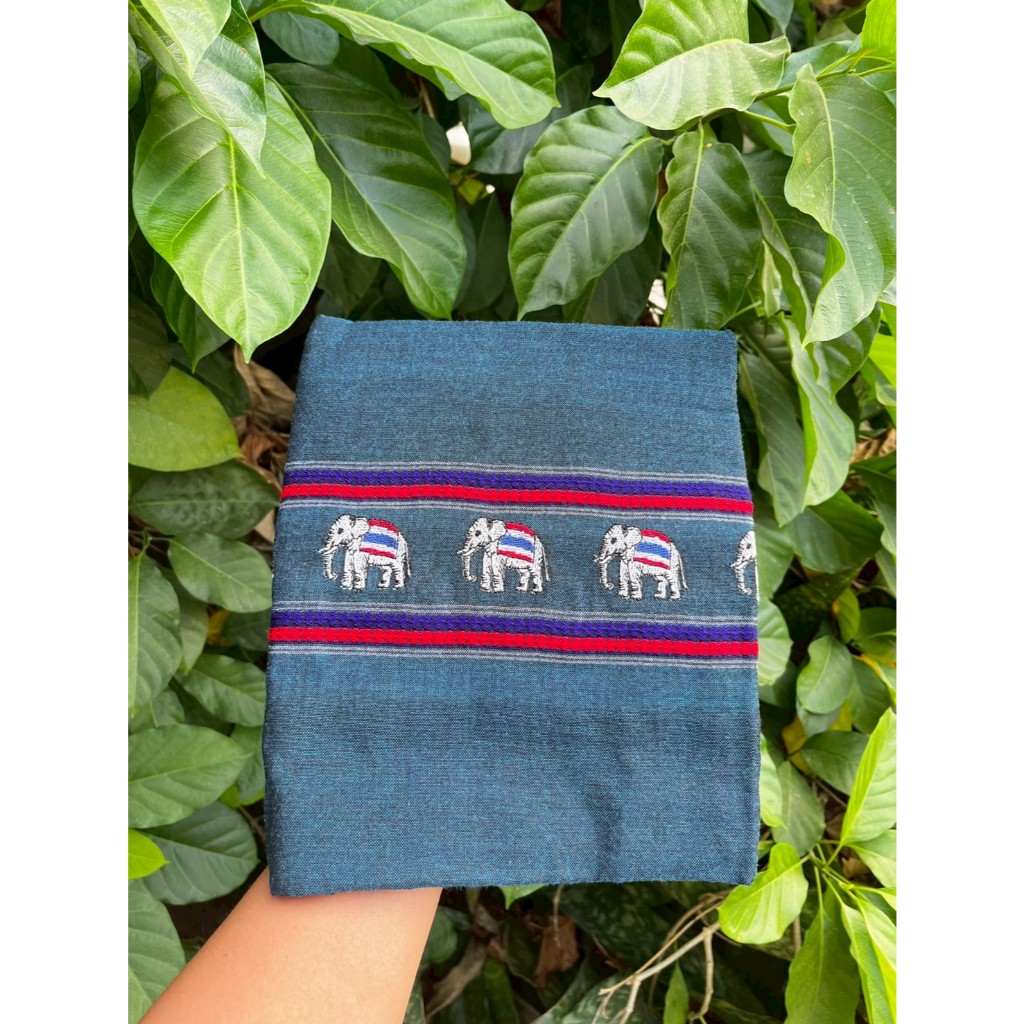 ผ้าขาวม้าวัวลานปักลายช้างธงชาติ แบบใหม่ ไม่ซ้ำใคร ขนาด 85x200 ซม. - รูปที่ 3