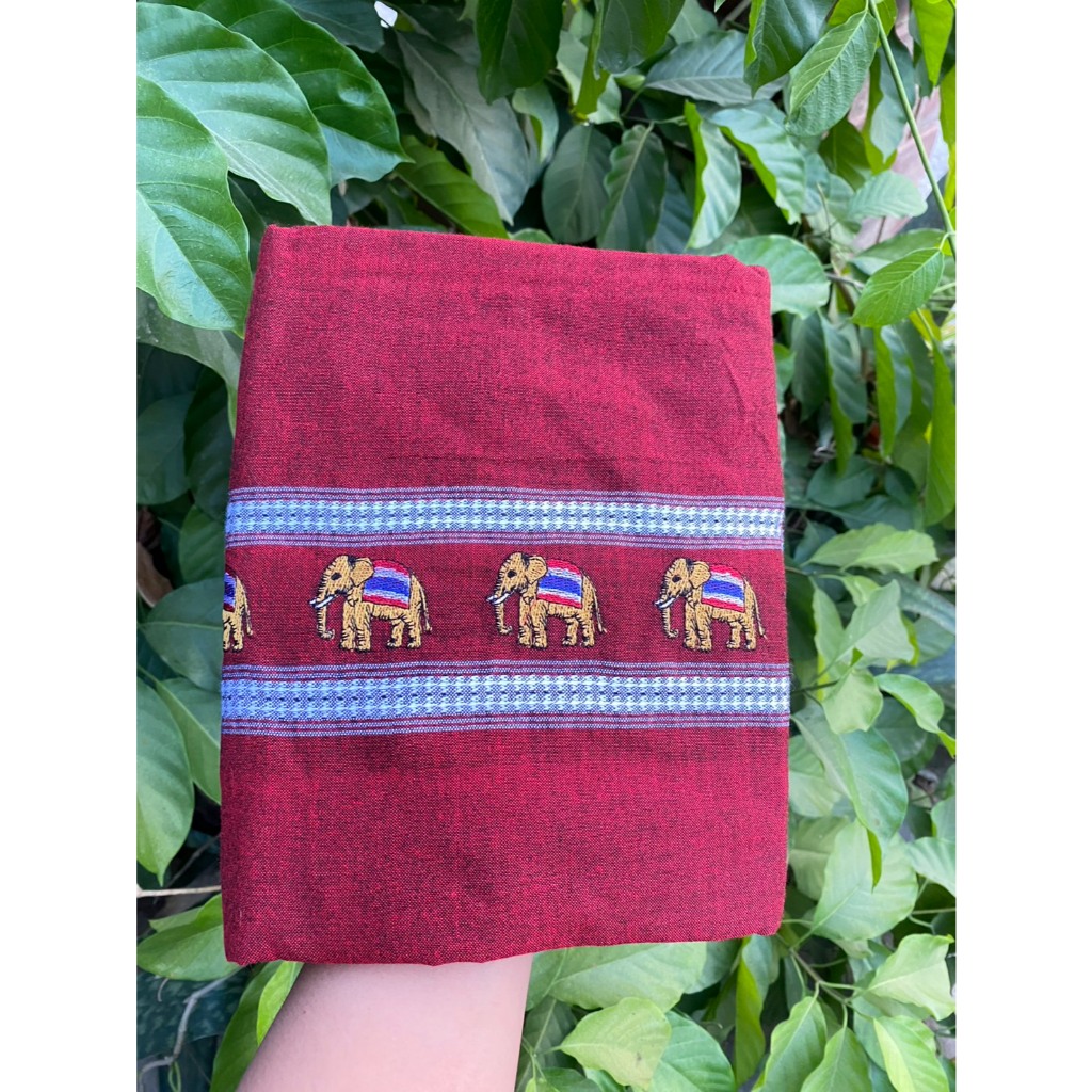 ผ้าขาวม้าวัวลานปักลายช้างธงชาติ แบบใหม่ ไม่ซ้ำใคร ขนาด 85x200 ซม. - รูปที่ 7