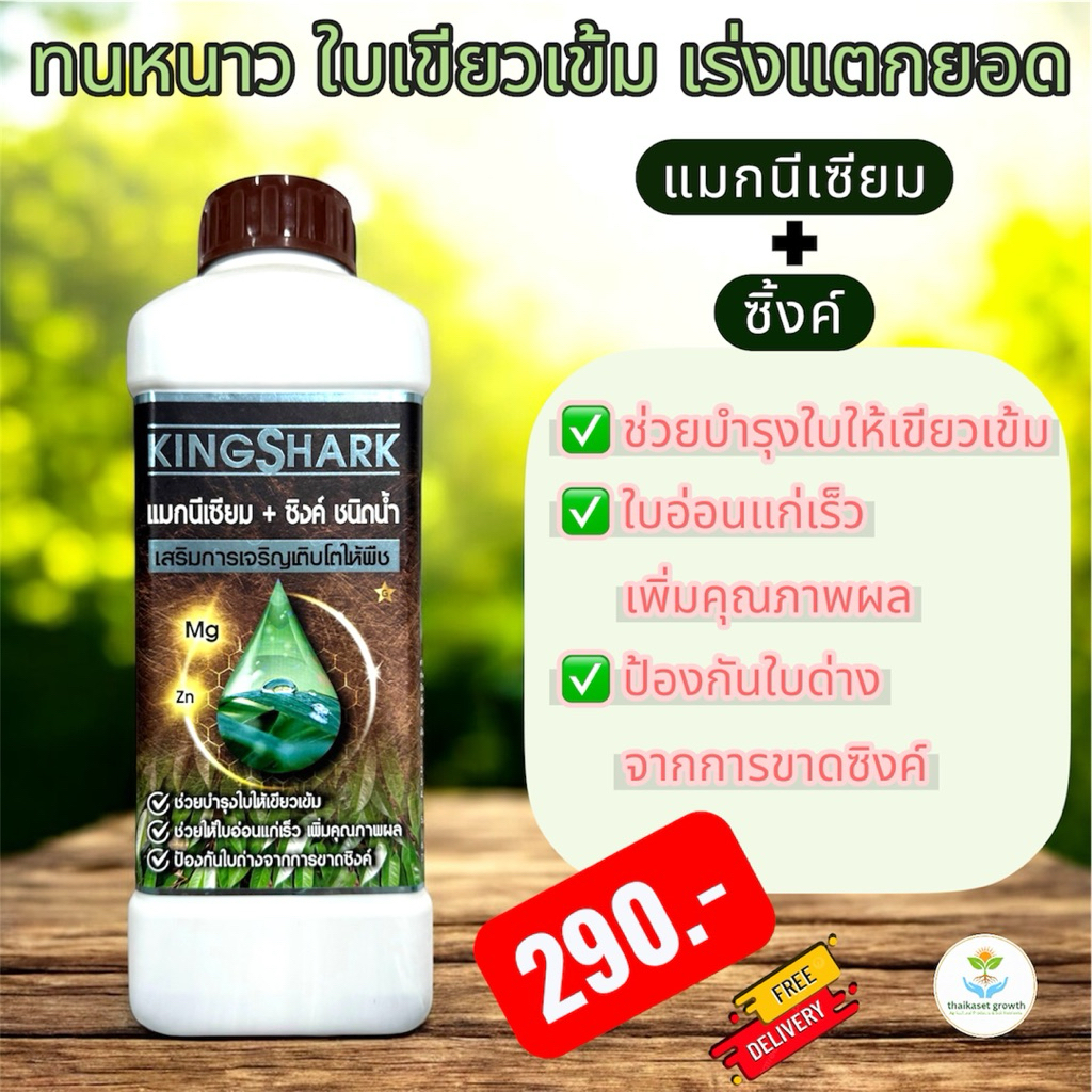 KINGSHARK ปุ๋ย แมกนีเซียม + ซิ้งค์ (เร่งแตกยอด ใบเขียวเข้ม) ขนาด 1 ลิตร (S1)