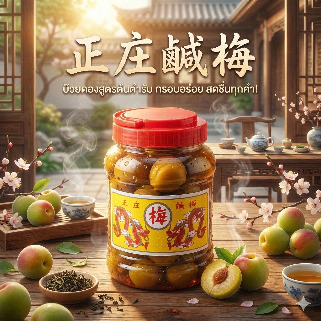 🍑SDragon บ๊วยดอง ตรา มังกร (ฝาสีแดง) ขนาด เล็ก A5,กลาง A4.🍑