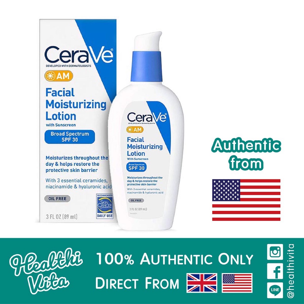 CeraVe AM Moisturizing Lotion with Broad Spectrum SPF 30. 89 ml.
