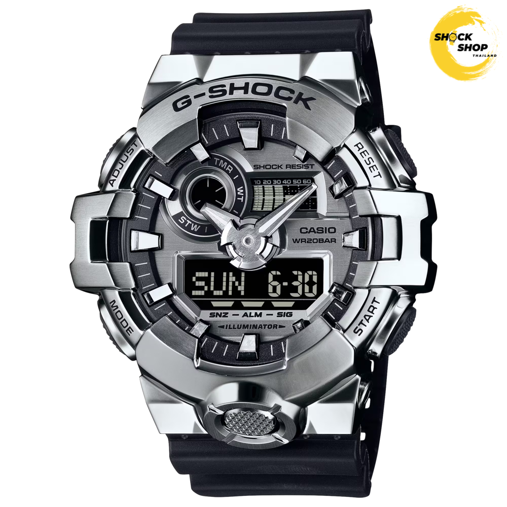 CASIO G-SHOCK G-STEEL นาฬิกาข้อมือผู้ชาย รุ่น GM-700P-1A ซีรีส์ 700 สายเรซิ่น จีช็อค