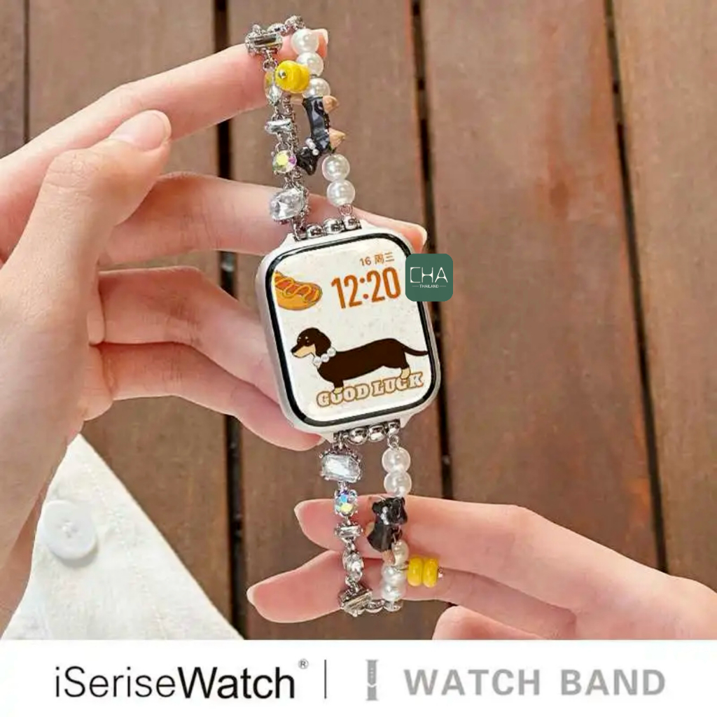 สายนาฬิกา หมาไข่มุก สำหรับ smart watch11 10 9 8 ultra 7 6 5 4 3 2 SE สาย smart watch ขนาด 40/41/44/45/49/46มม m