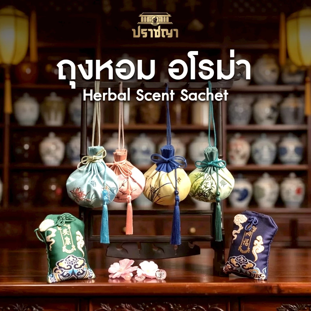 ปราชญา ถุงหอมเครื่องหอมสมุนไพร สดชื่น กลิ่นหอมผ่อนคลาย 16 กรัม (คละลาย)