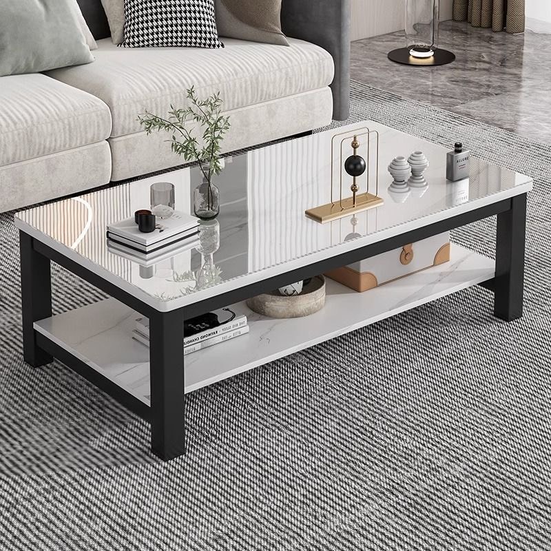 โต๊ะรับแขก โต๊ะกลางโซฟา ลายหินอ่อน ขนาด 100/120cm ห้องนั่งเล่นสร้างสรรค์อพาร์ทเมนต์ขนาดเล็กหรูหราเบาๆ