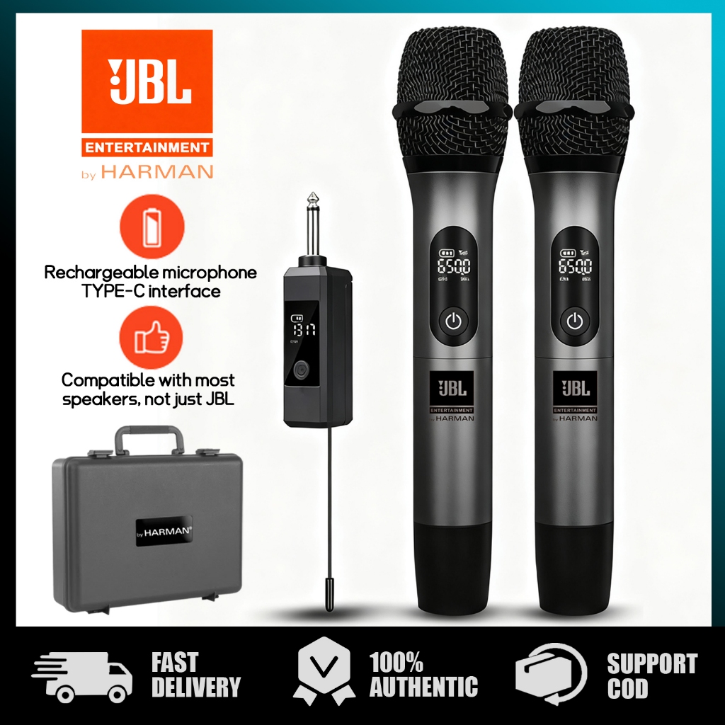 JBL ไมโครโฟนไร้สาย ไมโครโฟนไร้สายแบบชาร์จไฟได้ สำหรับลำโพงขนาด 6.5mm