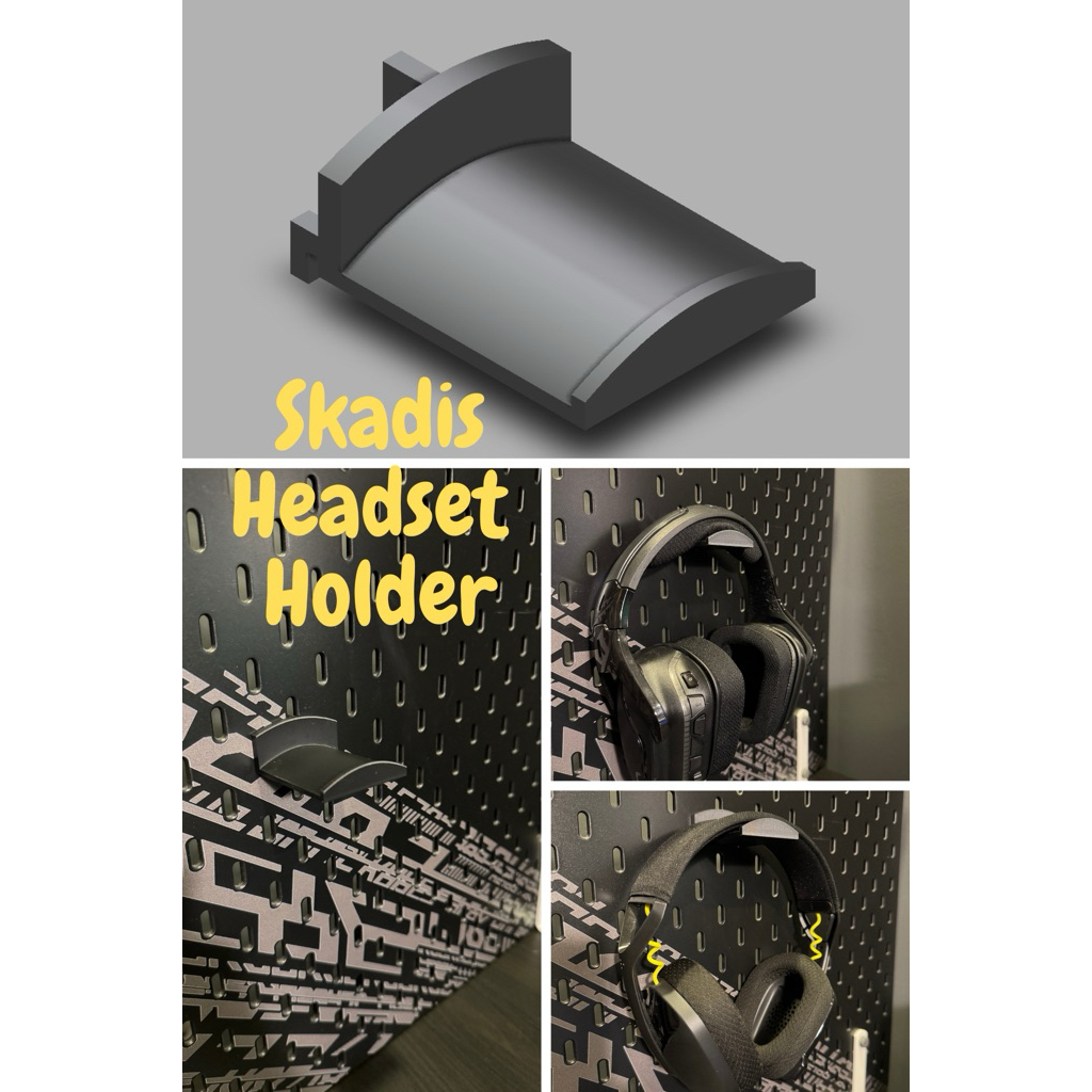 Headset Holder for Ikea Skadis (3D Print) - ที่แขวนหูฟังสำหรับใช้กับ Ikea Skadis