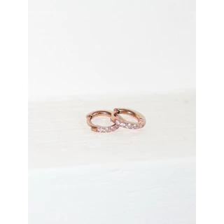 A.piece ต่างหูห่วง Everyday Luxe collection (waterproof) : [stainless steel] Dainty crystal one-touch