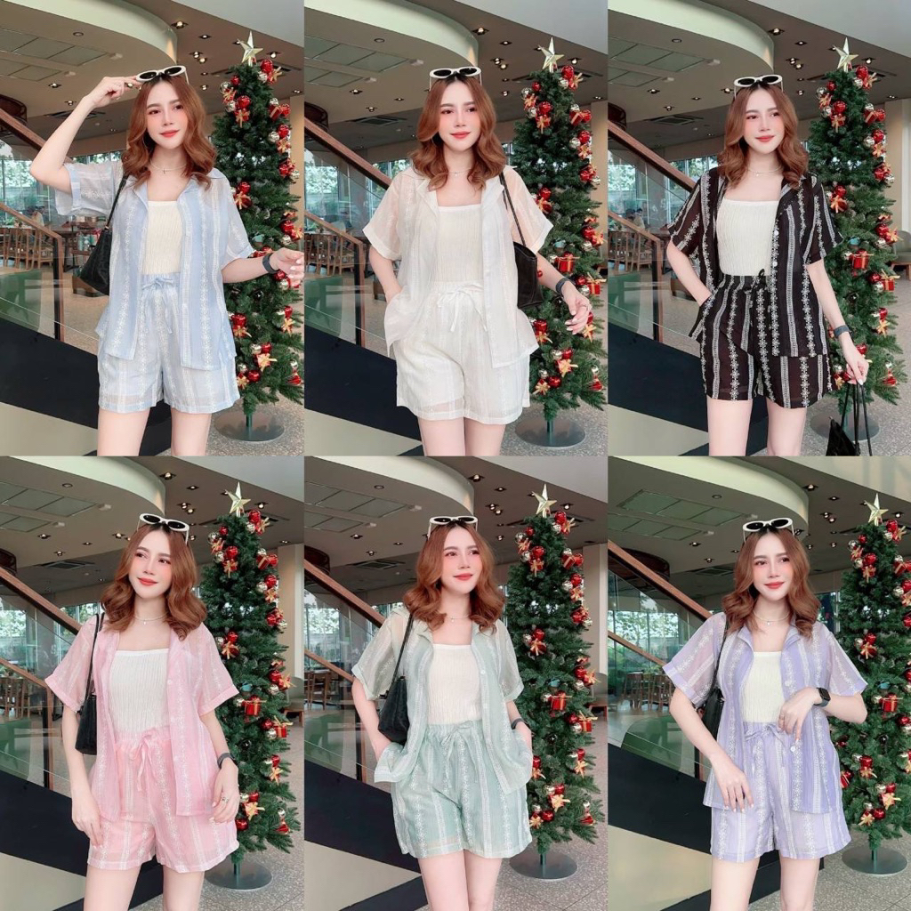 LILY ชุดเซ็ต 3 ชิ้น[เสื้อคลุม+สายเดี่ยว+กางเกง] ชุดน่ารักๆ ชุดสวยๆ งานสวยแนะนำเลยค่า