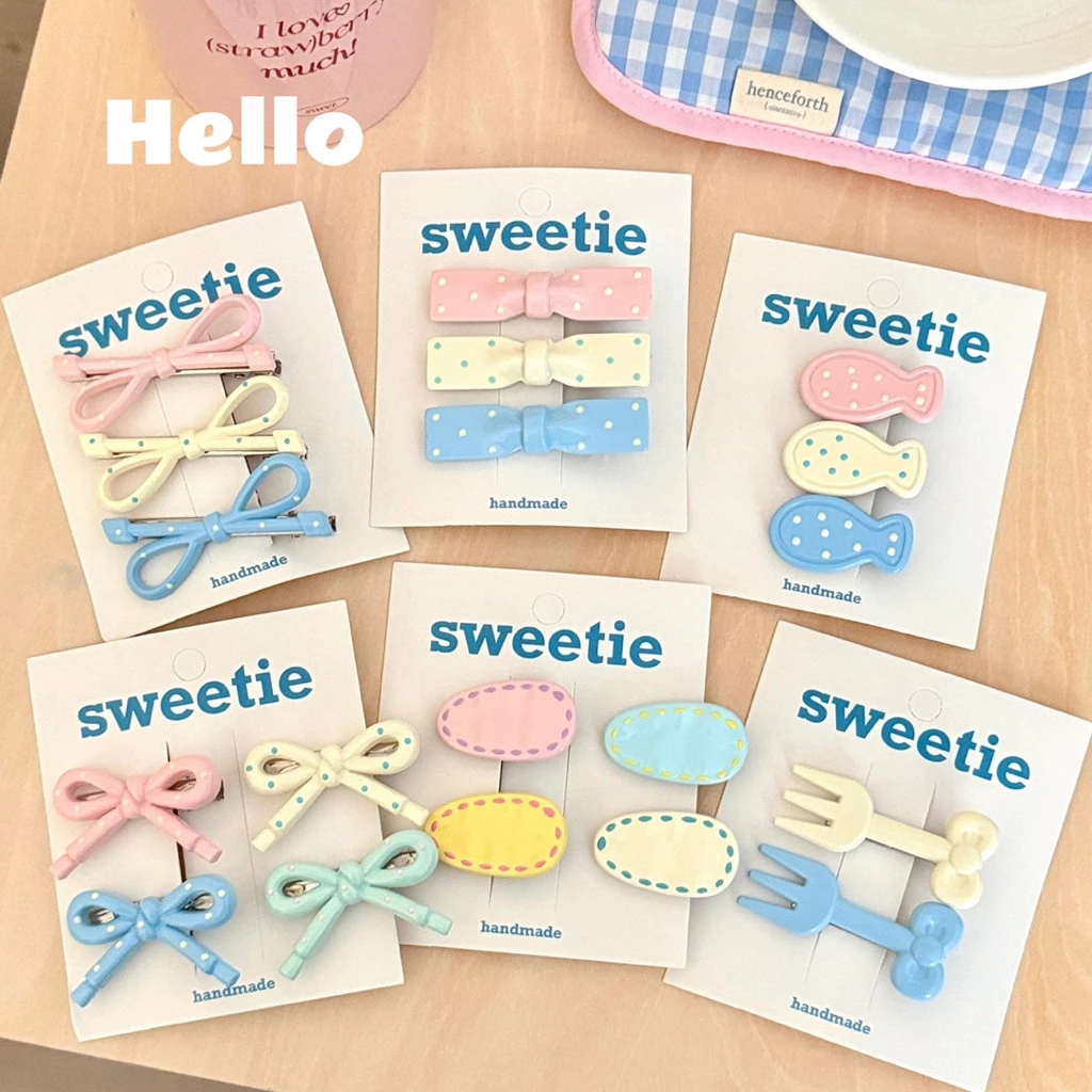 Cute 472 กิ๊บติดผม กิ๊บหนีบผมโทนสีพาสเทลลายจุด