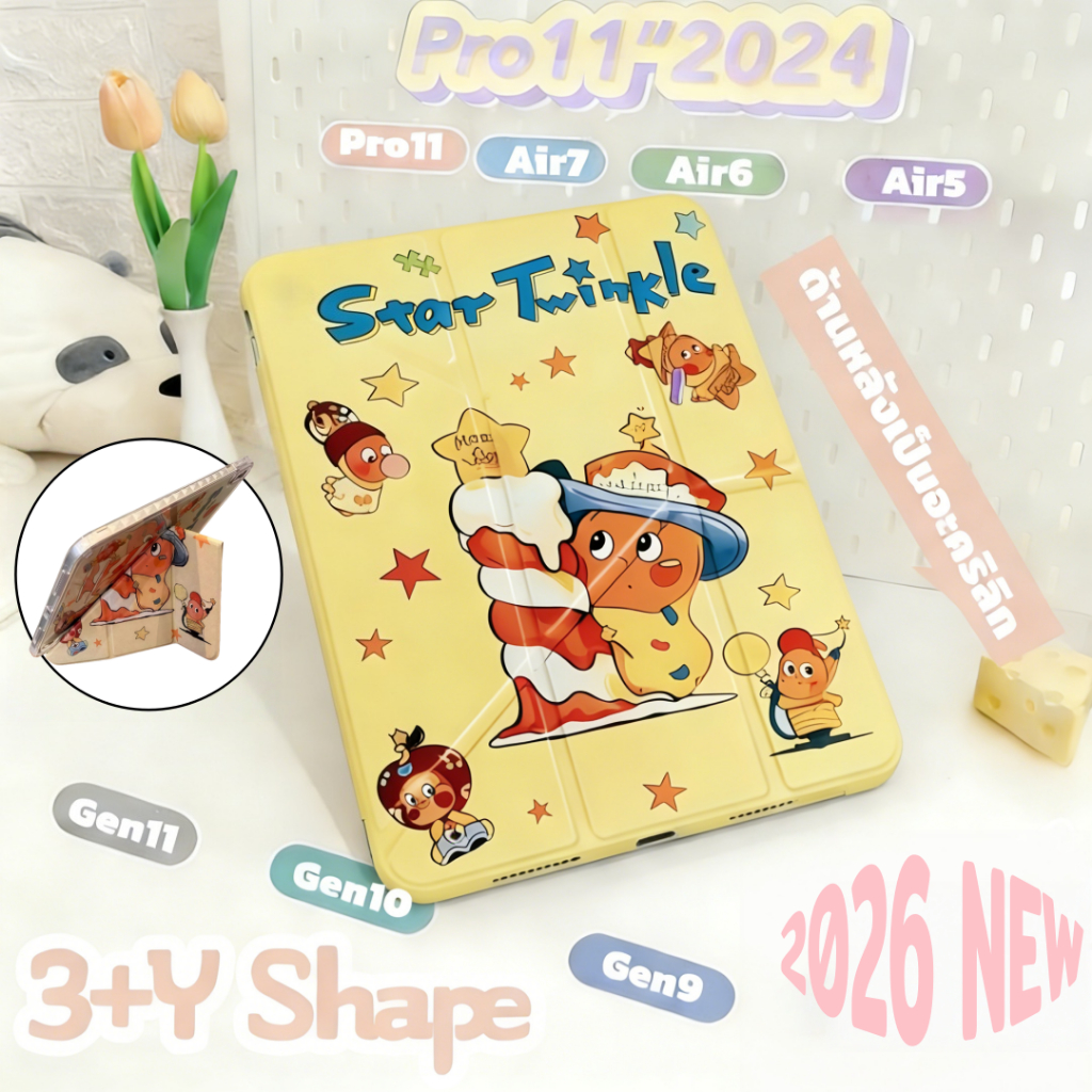 เคสไอแพด Yพับพับเคสไอแพอะคริลิคได้ Gen8/9/7 10.2 Air4/5/6/7 Air11 10.9 Pro11นิ้ว2018-2024 Gen10/11A16ช่องใส่ปากกา