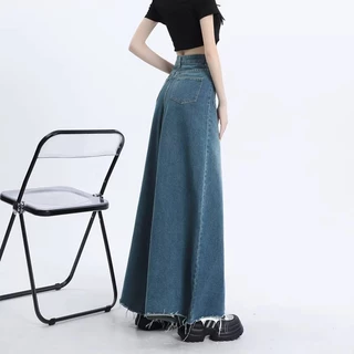 S~5XL Baggy jeans Blue กางเกงยีนส์ขากว้างเอวสูงย้อนยุค 2026 สไตล์ใหม่ดิบขอบหลวมสบายๆกางเกงขาช้างอเนกประสงค์ HOT