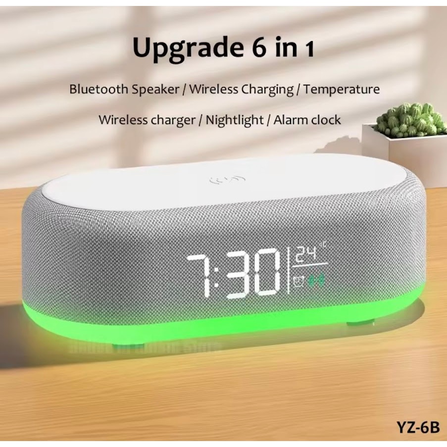 แบบพกพามัลติฟังก์ชั่นลําโพงบลูทูธ Night Light โทรศัพท์มือถือ Qi 15W Fast CHARGING Station Wireless Charger พร้อมนาฬิกา