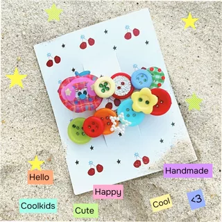 Twinnem-Handmade 🌀🍎⭐️กิ๊บติดผมกระดุม Whimsy Style,กิ๊บติดผม Y2K เครื่องประดับผมน่ารัก