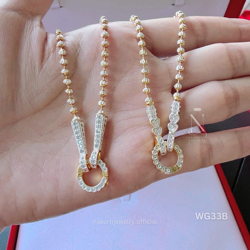 WG33B สร้อยคอ ทองคำขาว (ขั้วไดมอน) ลายมูนคัท เม็ด3มิล เกรดพรีเมี่ยม เทียบแท้เยาวราช - รูปที่ 2