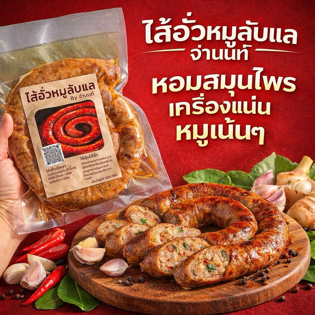 ไส้อั่วหมูลับแล มันน้อยเผ็ดกลาง byจ่านนท์
