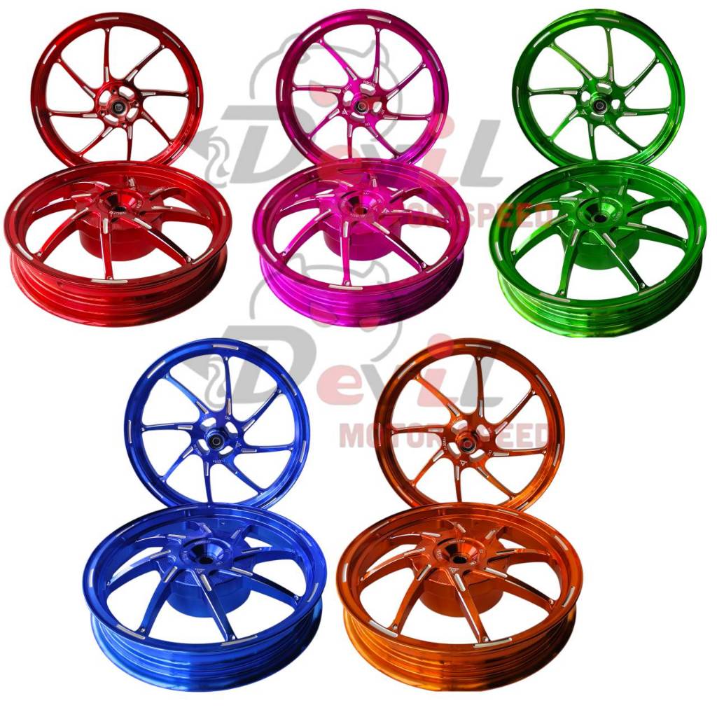 ล้อแม็ก Click110,Clik-i,Scoopy-i, i-Con, Spacy-i,Zoomer-X,แอร์เบลด ขนาด 1.85 / 2.15 ขอบ14 CNC มีลูกปืน ขายเป็นคู่