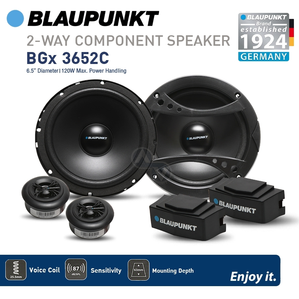 ลำโพงติดรถยนต์ ลำโพงแยกชิ้น ขนาด6.5นิ้ว 2ทาง แบรนด์แท้จากเยอรมัน BLAUPUNKT BGx 3652C เครื่องเสียงติด