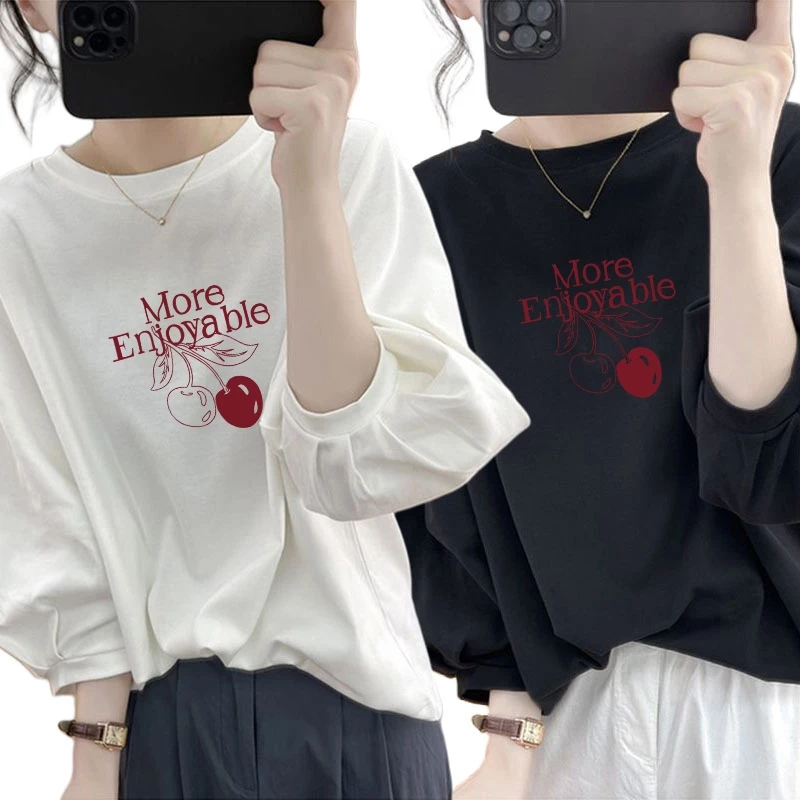 เสื้อยืดแขนยาวผู้หญิงสไตล์เกาหลี oversize เสื้อผ้าสาวอวบไซส์ใหญ่น่ารักๆ ลำลองทรงหลวม เสื้อยืดแขนบอลลูนแฟชั่นมาใหม่สวย