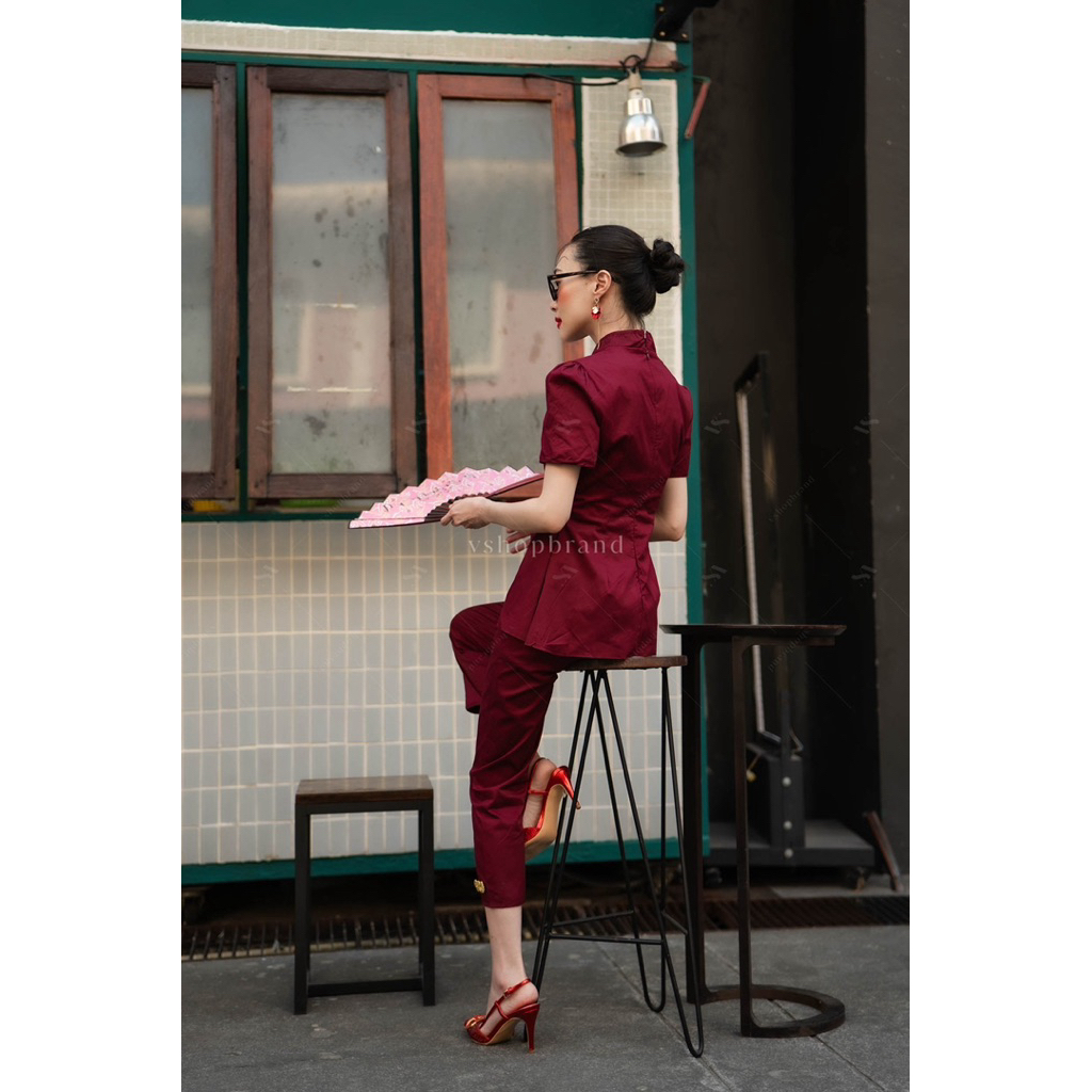 📌ทักก่อนสั่ง 📌 4234 ชุดเซท2ชิ้น เสื้อกี่เพ้า+ กางเกง8ส่วน VSHOP - รูปที่ 6