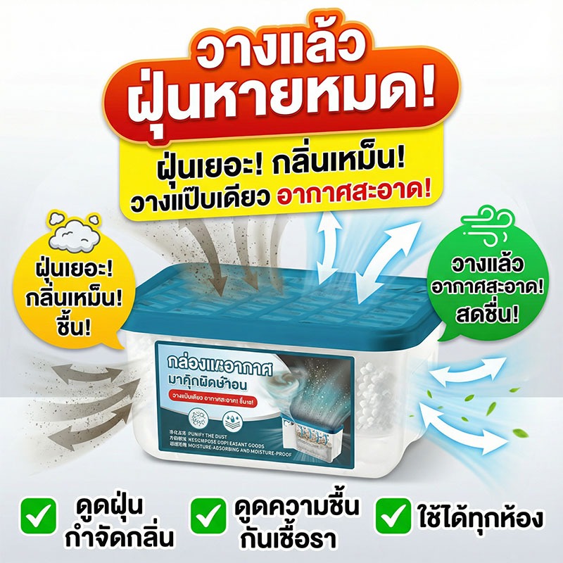 🔬นวัตกรรมสหรัฐรับรอง🔬​ LY กล่องกำจัดฝุ่นพลังไอออนลบ ระบบเซ็นเซอร์ตรวจจับอัตโนมัติ ครอบคลุมพื้นที่50ตร.ม.