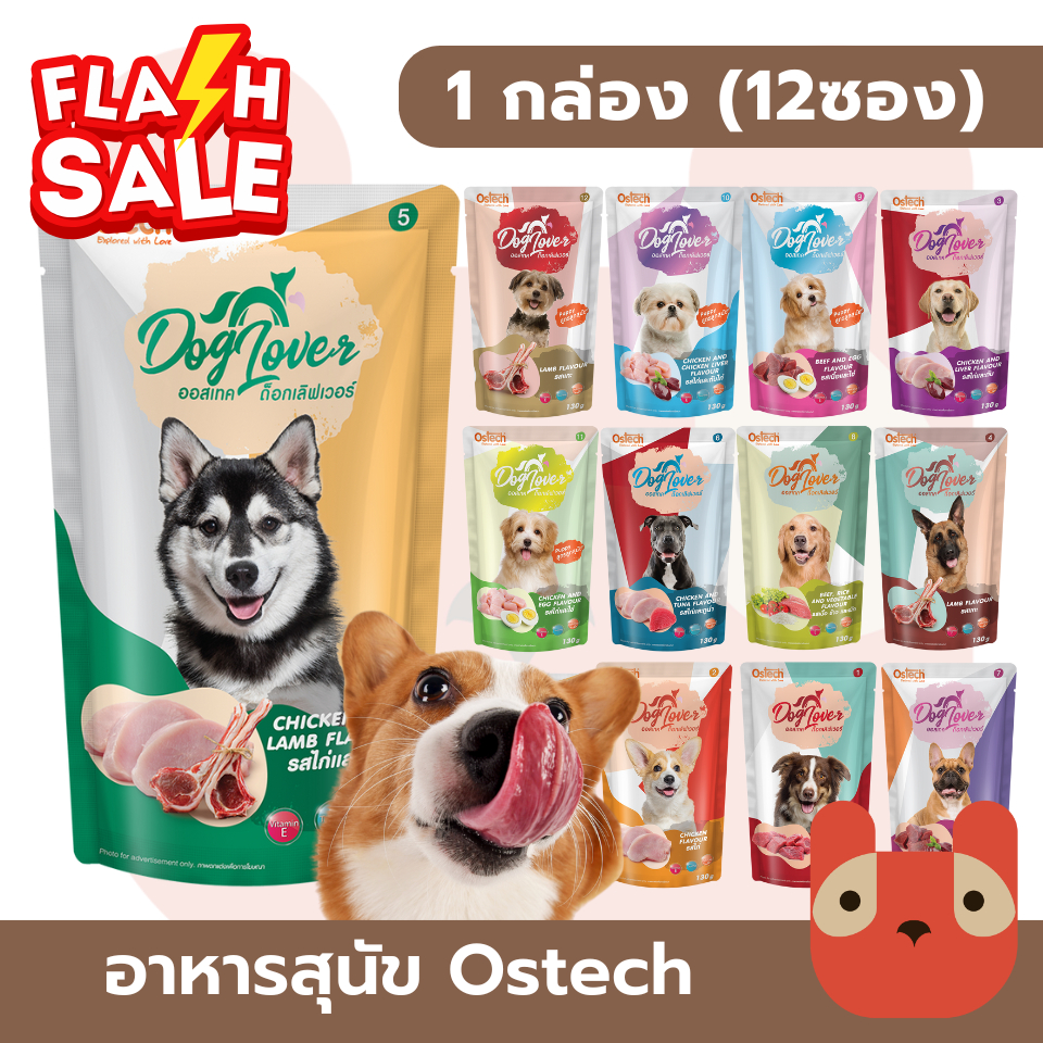 Ostech Dog Lover อาหารเปียกสุนัข 1กล่อง(12ซอง) ออสเทค ด็อก เลิฟเวอร์ FS