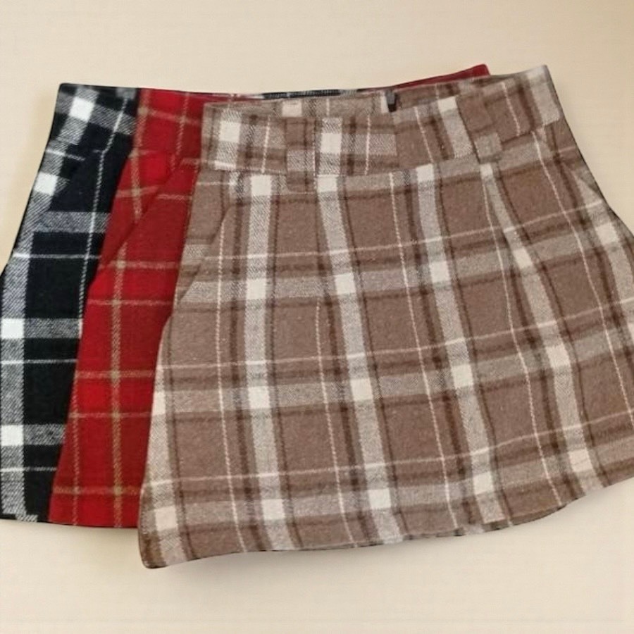 (รหัส BP911 ) กระโปรงลายสก็อตมีซับในกางเกงผ้านุ่มหนา - รูปที่ 3