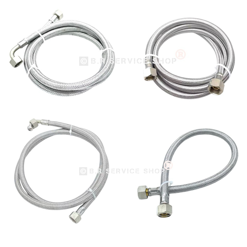 (SKU: 700184/S ) สายน้ำดีสแตนเลส หัวมน เกลียว 3/8 ยาว 150 cm  อะไหล่เครื่องชงกาแฟ