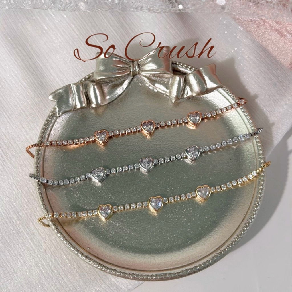 Socrush.bkk | ADORE HEART bracelet | SB-086 | กำไล สร้อยข้อมือ ปรับได้ หัวใจ เพชร