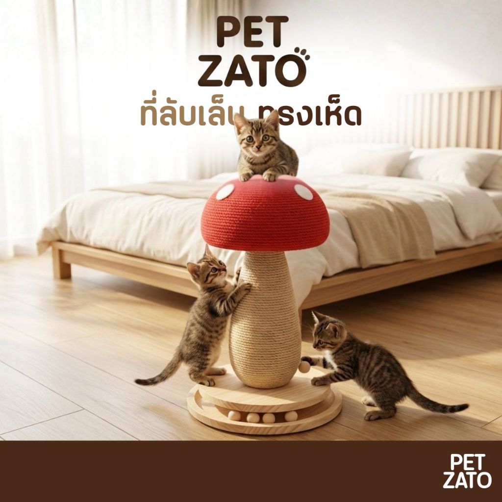 𝗣𝗘𝗧𝗭𝗔𝗧𝗢 เสาลับเล็บแมวได้ ลับเล็บแมว ของเล่นแมว ที่รับเล็บแมว ทนต่อการสึกหรอ วัสดุไม้เนื้อแข็ง