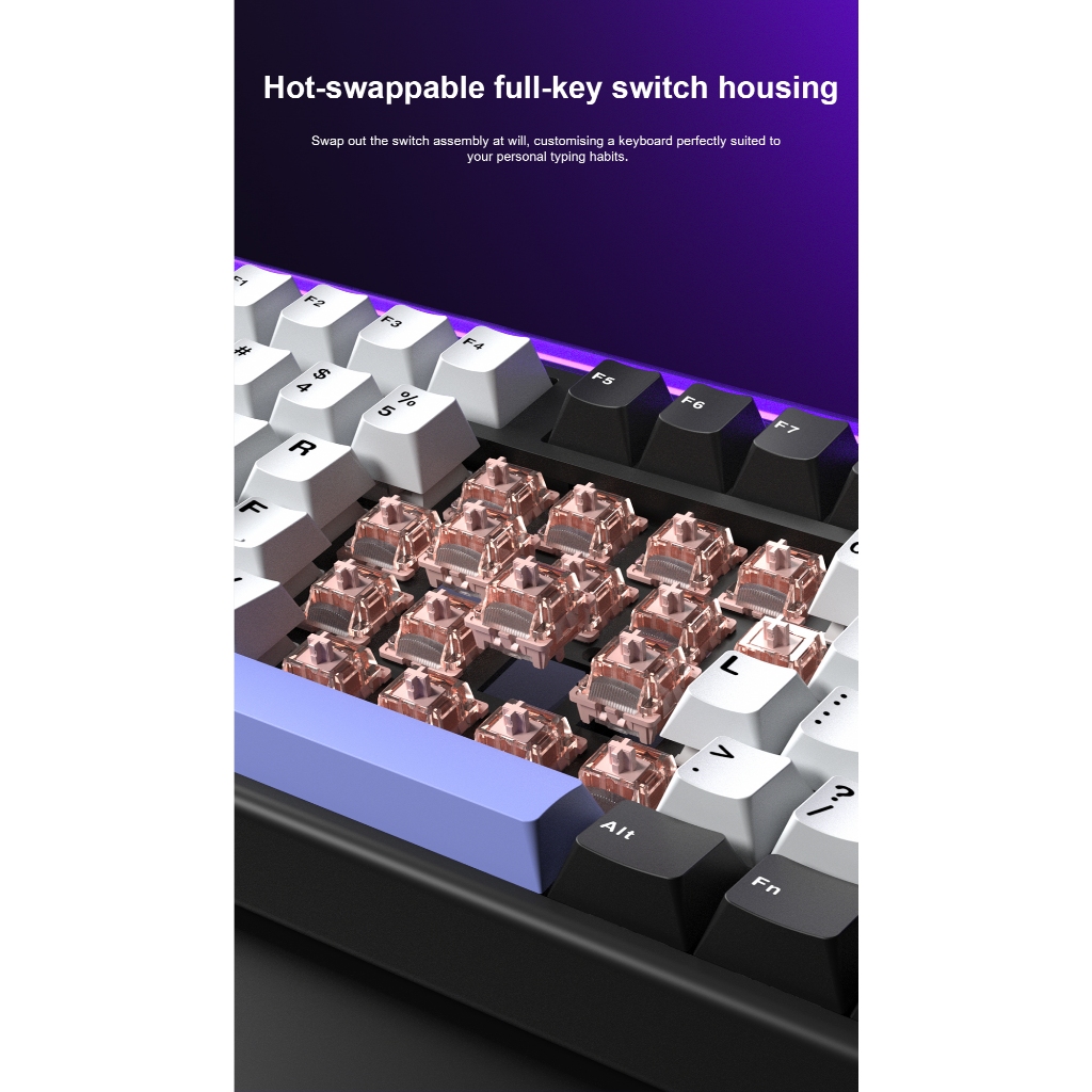 AULA H108 TRI-MODE RGB GASKET MECHANICAL KEYBOARD 108Keys เสียงเงียบ | รับประกัน 2 ปี รูปที่ 3