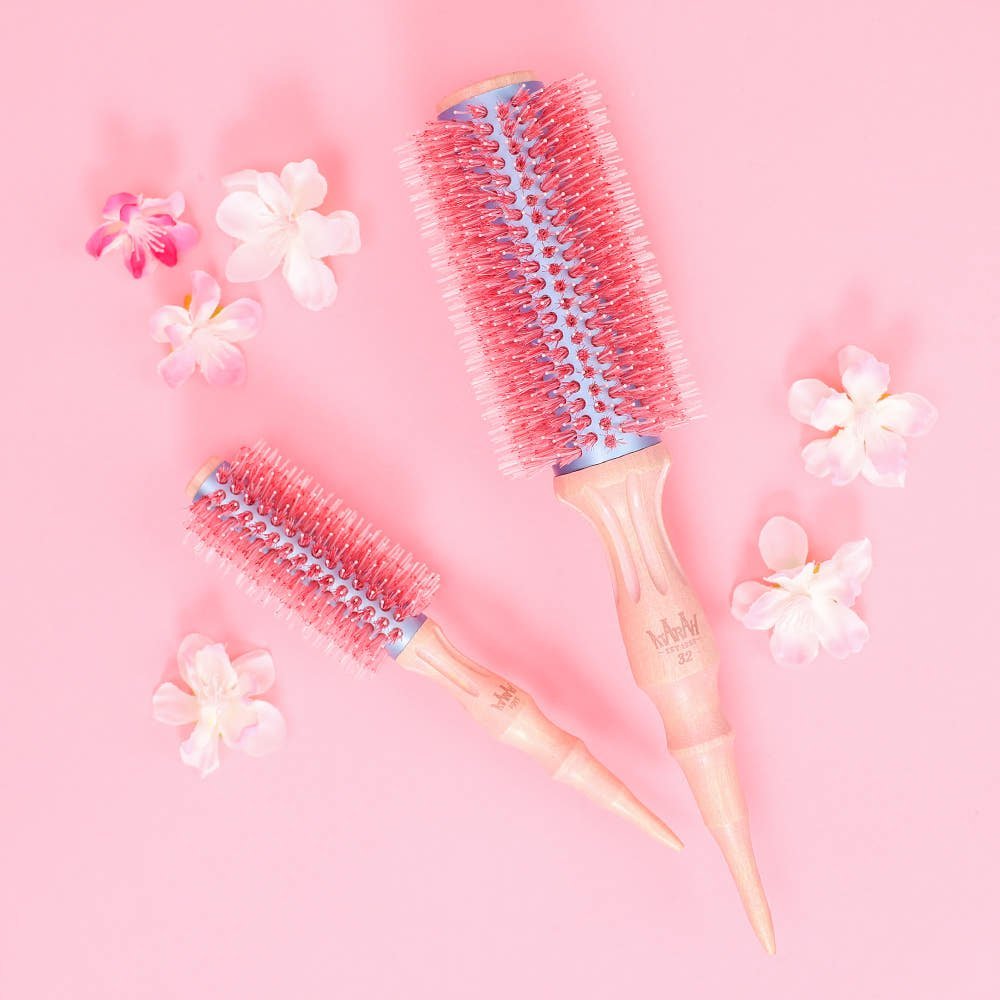 ( พร้อมส่ง ) Atara Donmo Hair Roll Brush หวีแปรงไดร์ขนหมูป่าแท้ รุ่น Cherry Blossom ยกโคนสร้างวอลลุ่ม