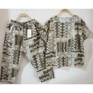 ชุดเช็ตผ้าฝ้ายผสมลินิน รอบอกประมาณ 42-44”ขา 7 ส่วน