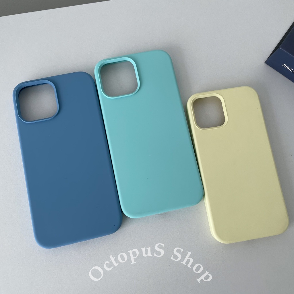 (สำหรับ 12-16promax) เคสซิลิโคนสีพื้น เคสไม่มีโลโก้ ด้านในบุกำมะหยี่ ลบรอยปากกาได้ ***พร้อมส่ง***