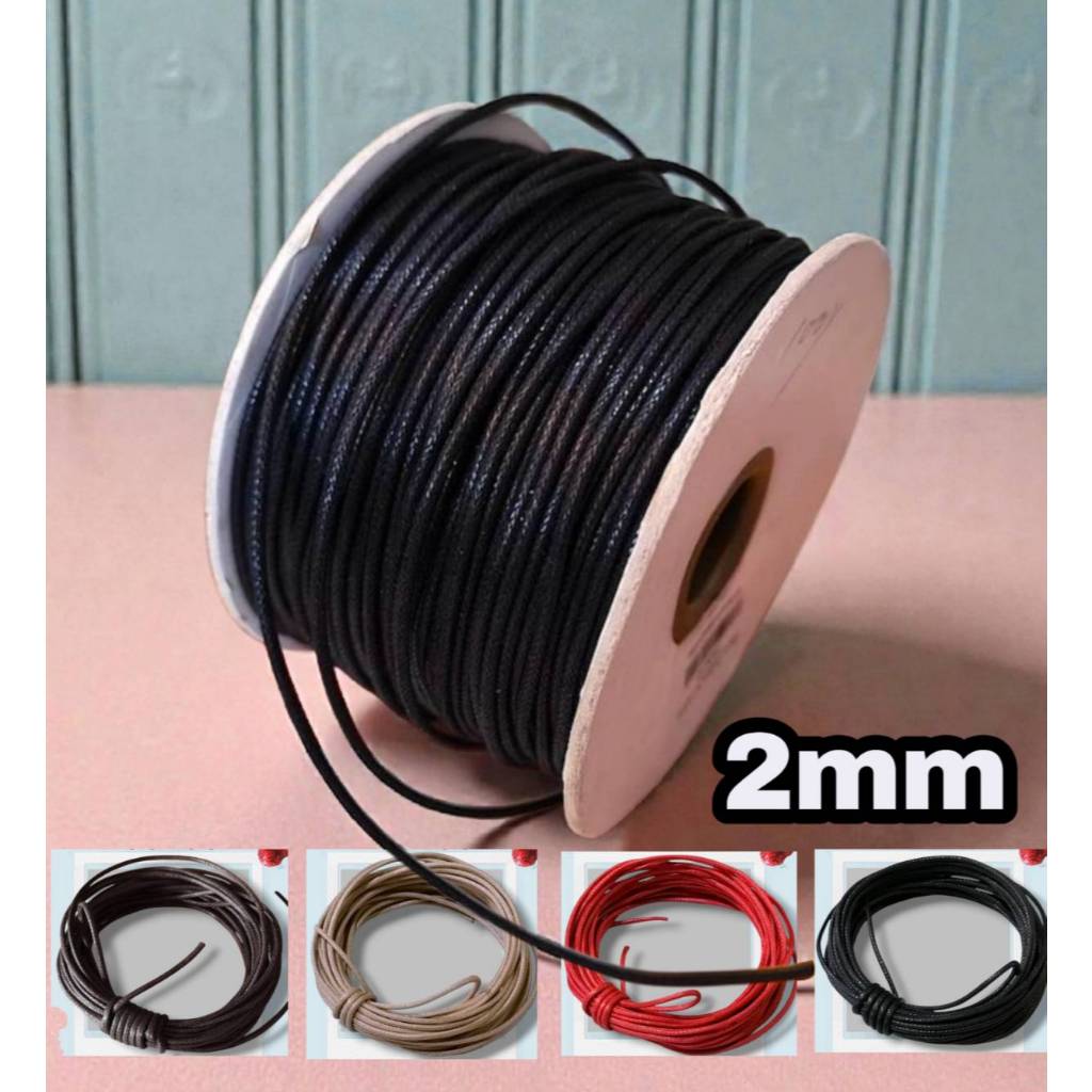 2mm เชือก คอตตอน มีให้เลือกหลายสี เส้นกลม เชือกแว๊กซ์  ขนาด 2 มิล (มีสองขนาด 90cm และ 540cm)