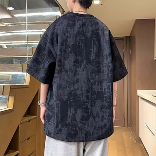 เสื้อยืดคอวีสไตล์อเมริกัน ใส่ได้ทั้งชายและหญิง ลายมัดย้อม แขนสั้นทรงหลวม สไตล์เรียบๆ COD